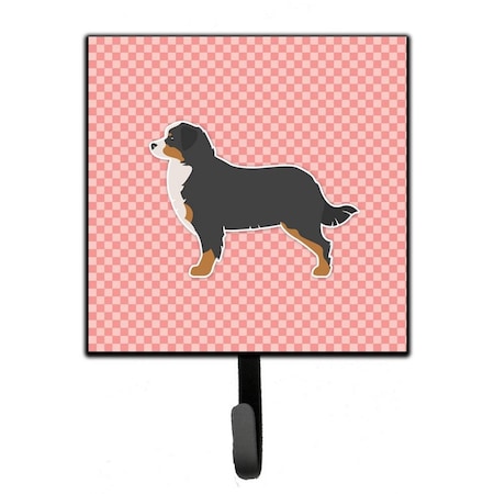 Jensendistributionservices Bernese Mountain Dog Checkerboard Pink Leash or Key Holder MI1711684